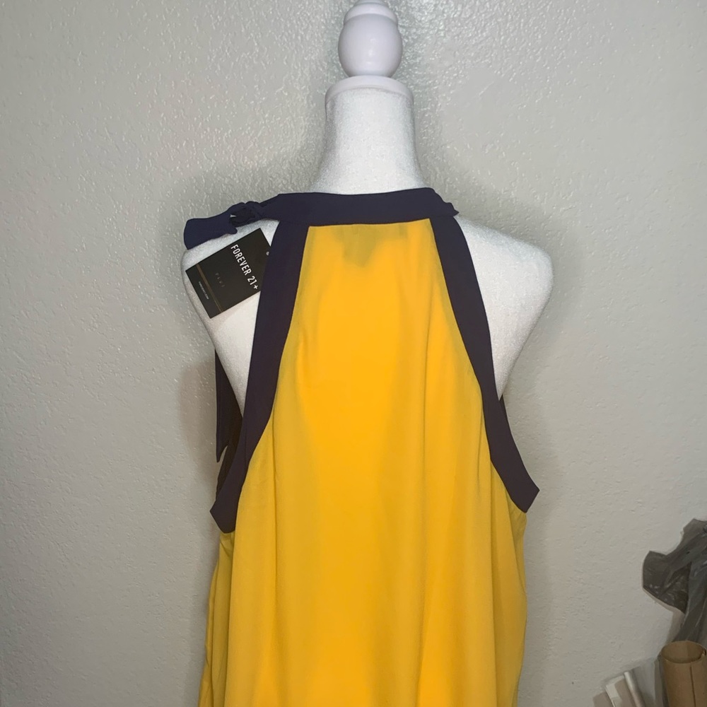 Plus size 2X side neck tie, muscle look; yellow and navy blue, Forever 21. NWT - Picture 8 of 8